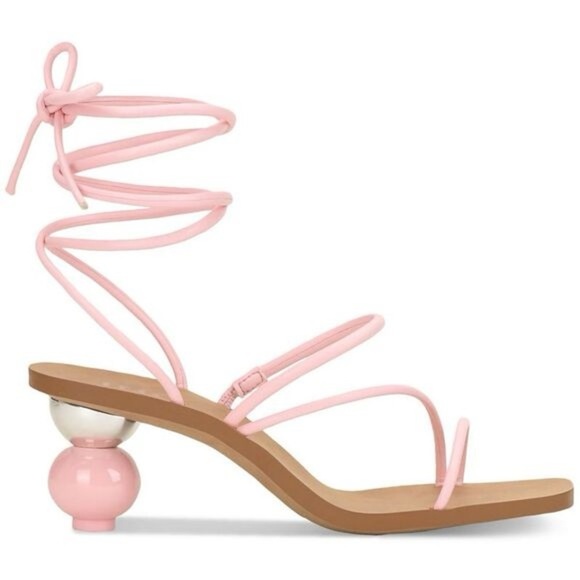 INC Womens Chedel Pink Faux Leather Square Toe Lace-Up Heels Shoes - Picture 13 of 14